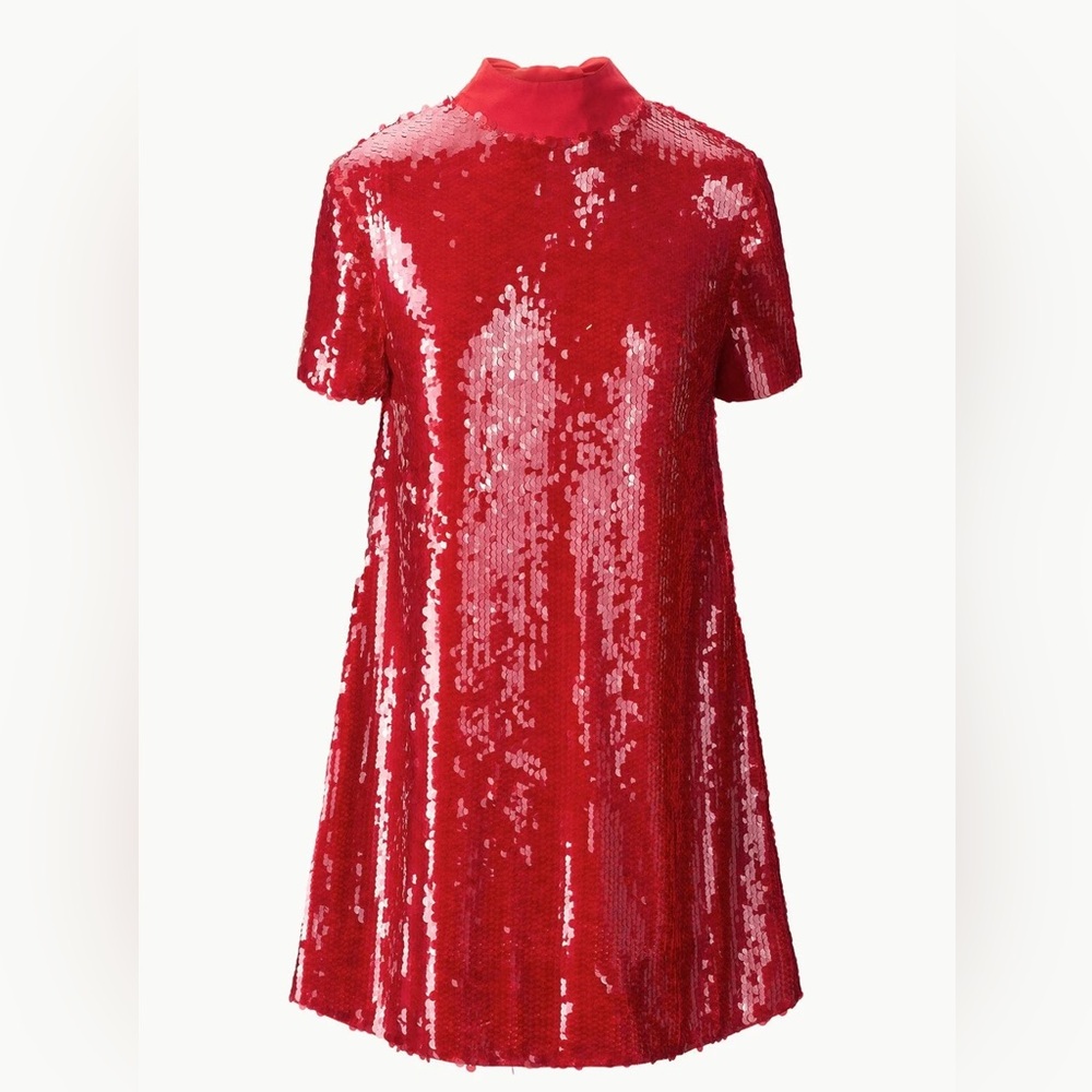 STAUD MINI ILANA DRESS | POINSETTIA SEQUINS - Picture 5 of 7